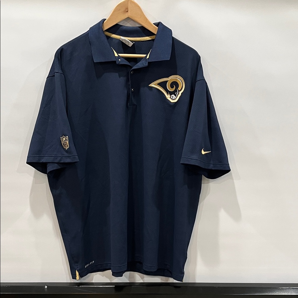 Nike dri-fit Men's LA Rams Dark Blue Polo with Gold Accents XXL